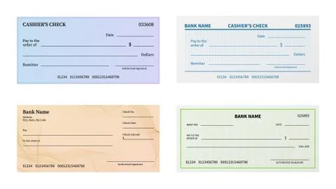 Check template. Blank bank cheque with guilloche pattern and watermark for Stock Illustration