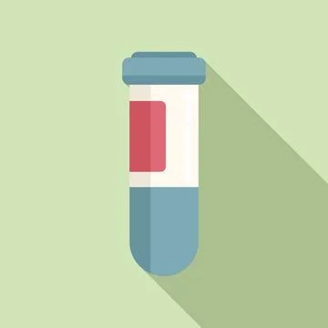 Check test tube icon flat vector. Corona lab Illustrazione stock