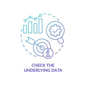 Check underlying data blue gradient concept icon Stock Illustration