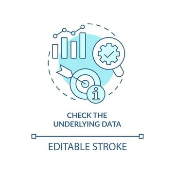 Check underlying data turquoise concept icon Stock Illustration