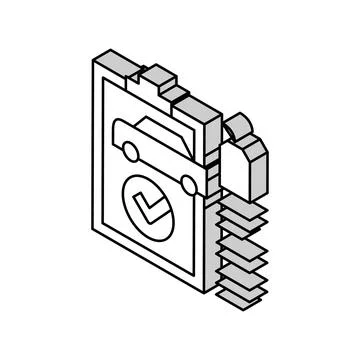 Check used car isometric icon vector illustration Illustrazione stock