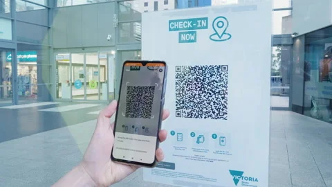 Check in using QR code when entering a shopping mall Stock Footage 156370679