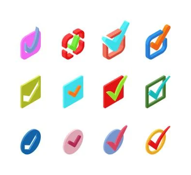 Check vote icons vector set Stock Illustration