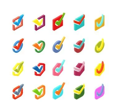 Check vote icons vector set Stock Illustration