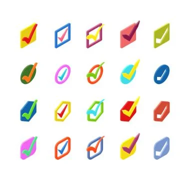 Check vote icons vector set Stock Illustration