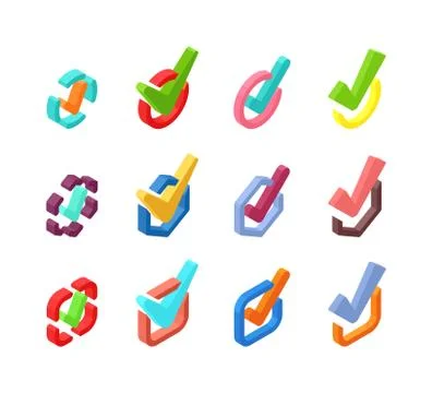 Check vote icons vector set Stock Illustration