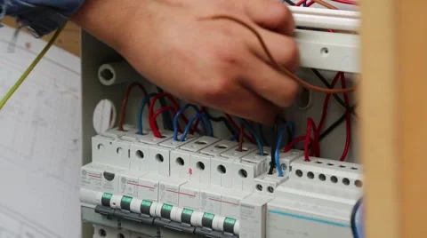 Check wiring of fuse box Stock Footage 61129491