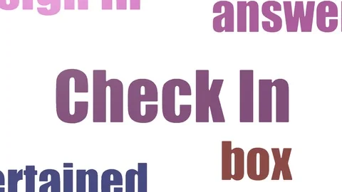 Check In Word Cloud Animated Isolated On White Video stock 107213781