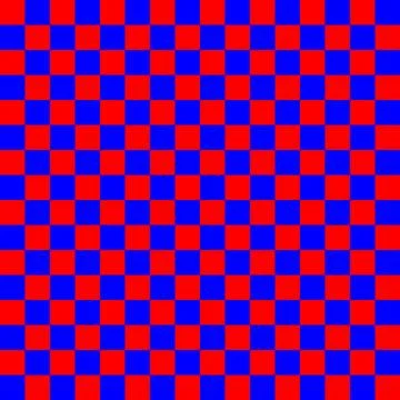 Checkboard Pattern with red and blue colors  in gird 16x16 and 256 small sq.. Stock Illustration