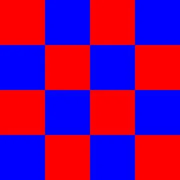 Checkboard Patterns with red and blue colors  in gird 4x4 and 16 small squa.. Illustrazione stock