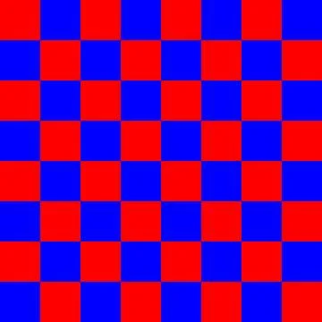 Checkboard Patterns with red and blue colors  in gird 8x8 and 64 small squa.. Иллюстрация