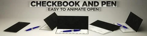 Checkbook and Pen 3D Model