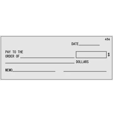 Checkbook cheque page with empty fields to fill on white background. Stock Illustration