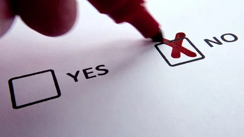Checkbox approval process with yes and no options displayed clearly Stock Footage 347155067