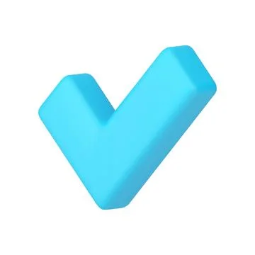 Checkbox blue check mark done correct choice validation success vote 3d ico.. Stock Illustration
