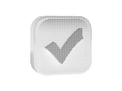 Checkbox with checkmark icon inside a square, halftone dot pattern. Stock Illustration