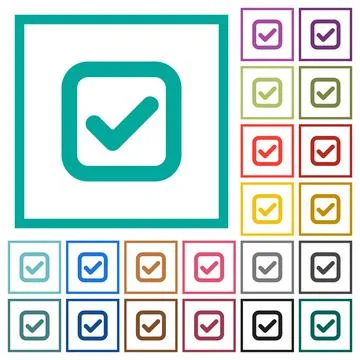 Checkbox flat color icons with quadrant frames イラスト素材