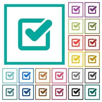 Checkbox flat color icons with quadrant frames イラスト素材