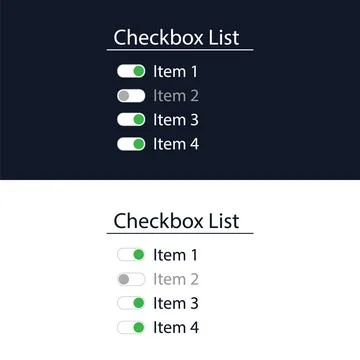 A checkbox form with switches for the website. User interface for the website Illustrazione stock