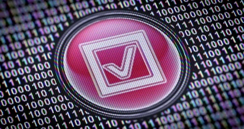 Checkbox icon. Binary code ( array of bits ) in the screen. Looping footage Stock Footage 111146649