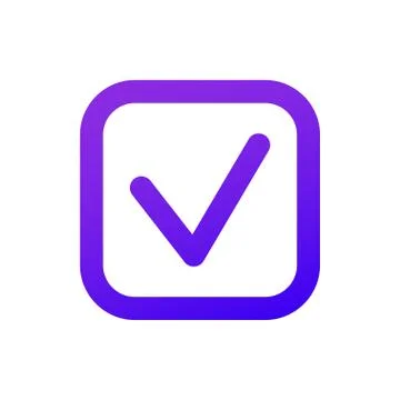 Checkbox icon. Thin Checkmark. Purple gradient Stock Illustration