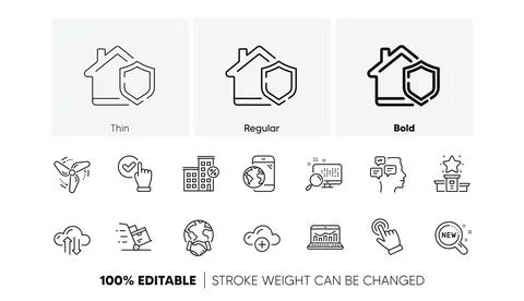 Checkbox, Loan house and Cloud computing line icons. For web app, printing. Line 스톡 일러스트