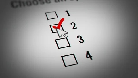 Checkbox Marking Survey, Checking 1,2,3 and 4 Option on White  Background Stock Footage 117677268