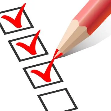 Checkbox with a Red Pencil Stock Illustration