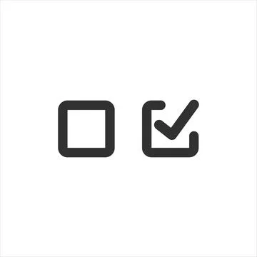 Checkbox set with blank and checked checkbox line art vector icon for apps and Stock Illustration