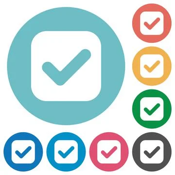 Checkbox solid flat round icons Stock Illustration