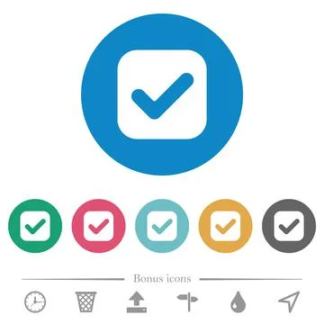 Checkbox solid flat round icons Stock Illustration