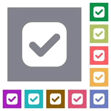 Checkbox solid square flat icons Stock Illustration