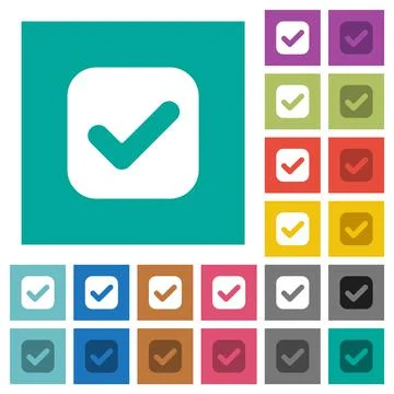 Checkbox solid square flat multi colored icons Stock Illustration