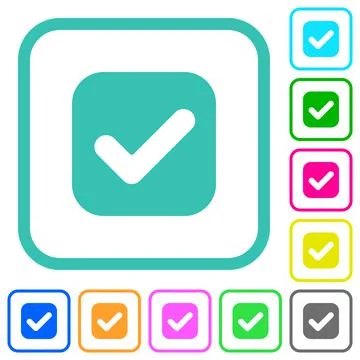 Checkbox solid vivid colored flat icons Stock Illustration