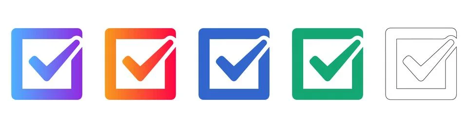 Checkbox Validation Icons Set Stock Illustration