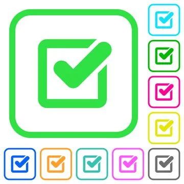 Checkbox vivid colored flat icons icons Stock Illustration