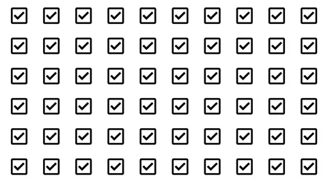 Checkboxes bounce in, followed by check marks. Stock Footage 279520388