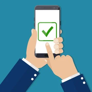 Checkboxes on smartphone screen. Ilustração Stock