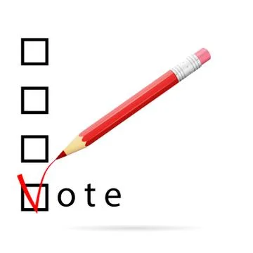 Checkboxes for voting with a red pencil Иллюстрация