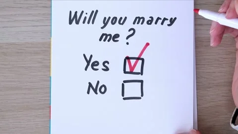 Checkboxes Yes and No, the answer is Yes. Question is Will You Marry Me. Red Stock Footage 231137645