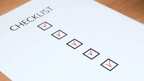 Checked all boxes on a checklist with marker. Close up Stock Footage 85338916