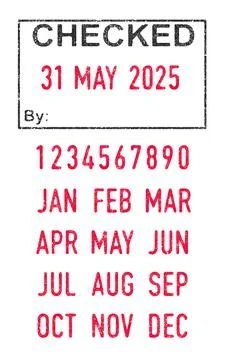 Checked and dates ink stamp Stock Illustration