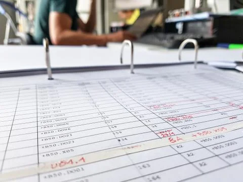 Checked and remarked documentation. Stock Photos