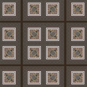 Checked arabesque seamless pattern. Vector ornamental colorful background. Re Illustrazione stock