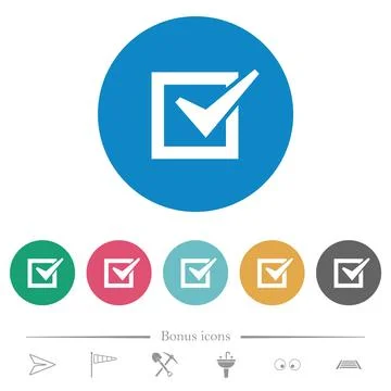 Checked box flat round icons Stock Illustration