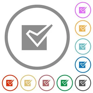 Checked box solid flat icons with outlines Stock Illustration