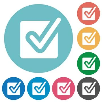 Checked box solid flat round icons Stock Illustration