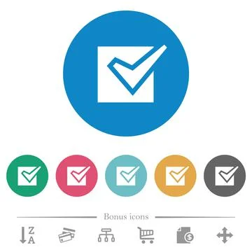 Checked box solid flat round icons 스톡 일러스트