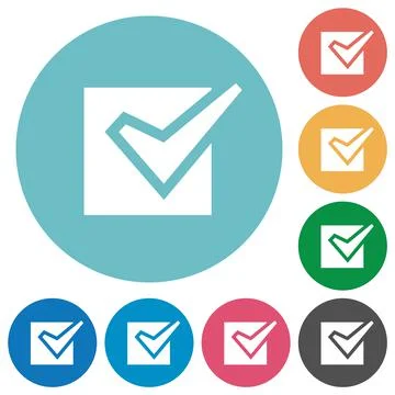 Checked box solid flat round icons 스톡 일러스트