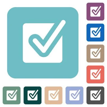 Checked box solid rounded square flat icons Stock Illustration